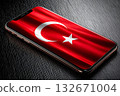 Smartphone displaying turkish flag symbol of national patriotism 132671004