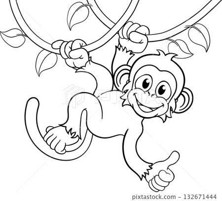 Monkey Singing On Jungle Vines Thumbs Up Cartoon Monkey Singing On Jungle Vines Thumbs Up Cartoon 132671444
