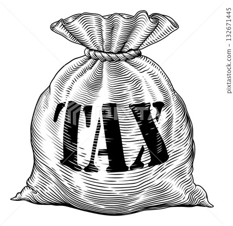 Tax Sack Bag Finance Concept Vintage Woodcut Style 132671445