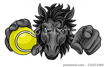 Horse Mustang Stallion Tennis Sports Team Mascot 132671469