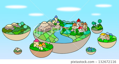 Fantasy - Sky City, Sky, Island, Nature 132672116