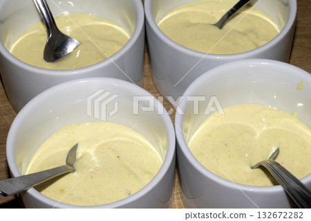 Close up of aioli mayonnaise dipping sauce in a bowl 132672282