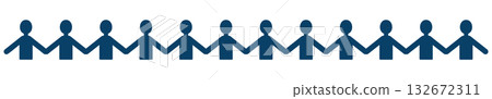 A simple illustration of 12 people holding hands 132672311