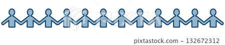 A simple illustration of 12 people holding hands 132672312