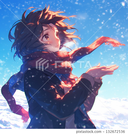 Female student winter background 132672536