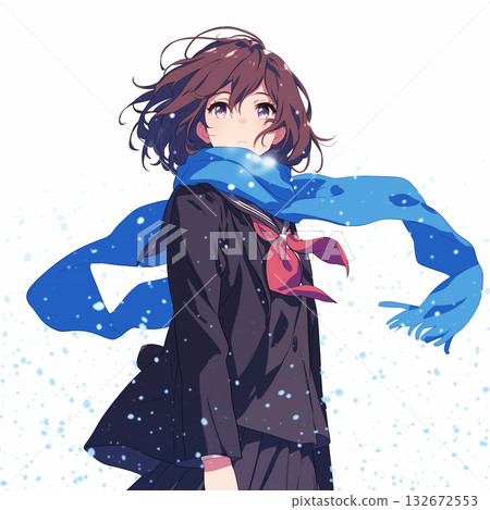 Female student winter background 132672553