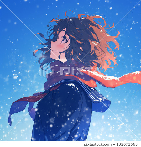 Female student winter background 132672563