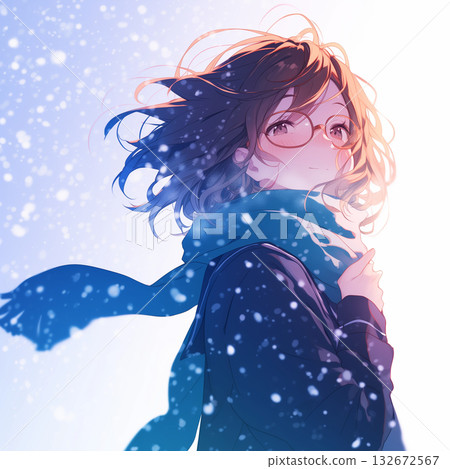 Female student winter background 132672567