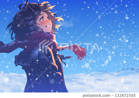 Female student winter background 132672585