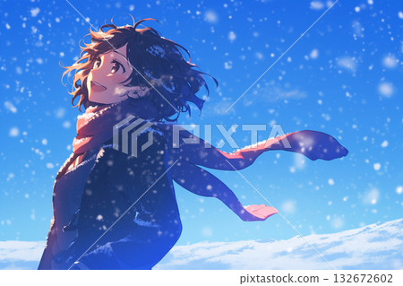 女學生冬季背景 女學生冬季背景 132672602