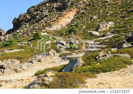 通往惠山山頂峰的健行路線（日本北海道函館市） 132672937