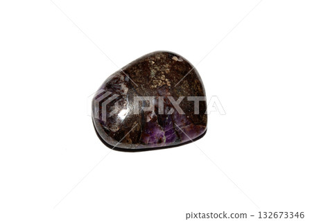 Close up of a healing crystal quartz rock stone on white background 132673346