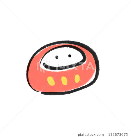 Simple and cute sumi-e Daruma dolls - New Year's material - Good luck 132673675