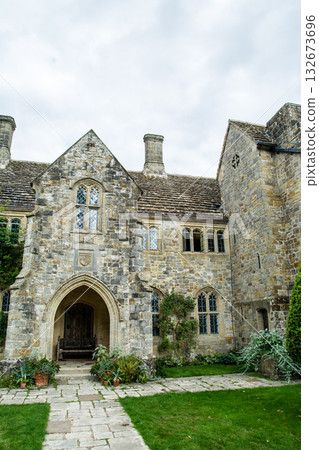 Historic stone buildings and beautifully manicured gardens in Nyman Park, on the outskirts of London 132673696