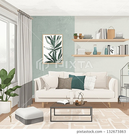 明亮的起居空間,配有沙發,可供休息 明亮的起居空間,配有沙發,可供休息 132673863