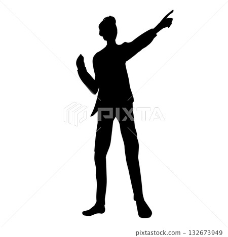 Silhouette of a businessman pointing 132673949