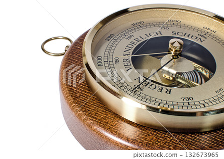 Weatherglass in wooden case close up Weatherglass in wooden case close up 132673965