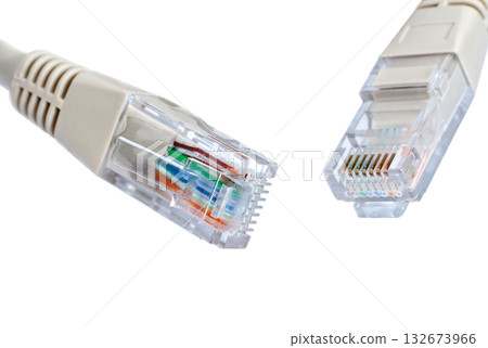 Web conception: ethernet cable plugs close up Web conception: ethernet cable plugs close up 132673966