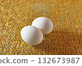 White eggs on yellow background 132673987