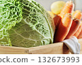 Carrots , savoy cabbage and potatoes 132673993