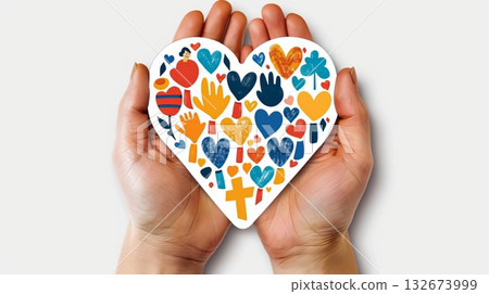 Charitable donation and volunteer work. Support and assistance. Community compassion, love, and support concept 132673999