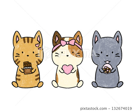 Valentine's Day cute cat hand-drawn illustration Valentine's Day cute cat hand-drawn illustration 132674019