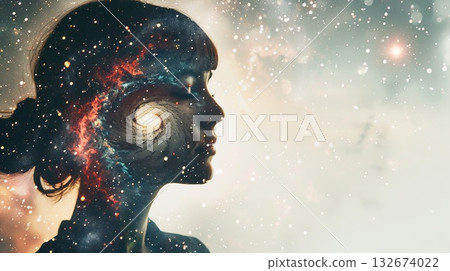 Woman developing her emotional intelligence. Concept exploring the mind, self-discovery, introspection, thinking process. 132674022