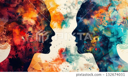 World Mental Health day. Concept of self care, happiness, harmony, creative mind. World Mental Health day. Concept of self care, happiness, harmony, creative mind. 132674031