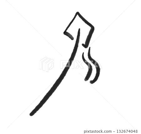 Simple ink painting of kite flying, New Year's play, monochrome 132674048