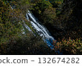 A mountain waterfall surrounded by trees 132674282