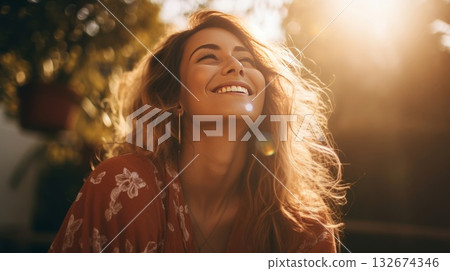 Happiness, joy, thinking positive, having good thoughts in mind. Mental health concept. 132674346