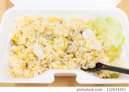 Delicious seafood lettuce fried rice bento 132674931