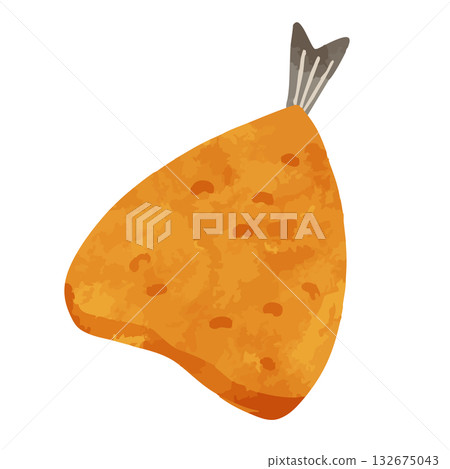 炸竹莢魚水彩手繪向量圖 132675043