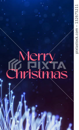Vibrant vertical Merry Christmas background with glowing red typography and shining blue light particles. Elegant festive holiday illustration full of warmth, magic, and celebration spirit. Vibrant vertical Merry Christmas background with glowing red typography and shining blue light particles. Elegant festive holiday illustration full of warmth, magic, and celebration spirit. 132675211