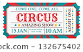 Vector template of a Circus Ticket for one person in a vintage style. 132675402