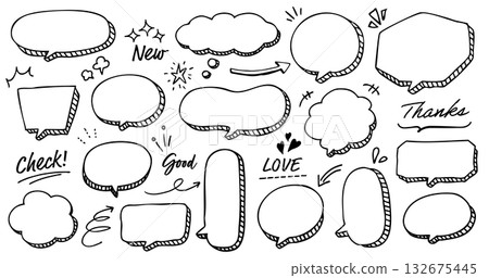 一組三維手繪對話框。 132675445