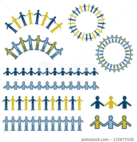 Illustration set of people holding hands 132675526