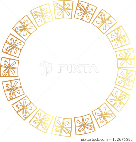 Gifts xmas frame. Christmas gift template. Cartoon new year holidays 2d illustration Gifts xmas frame. Christmas gift template. Cartoon new year holidays 2d illustration 132675593