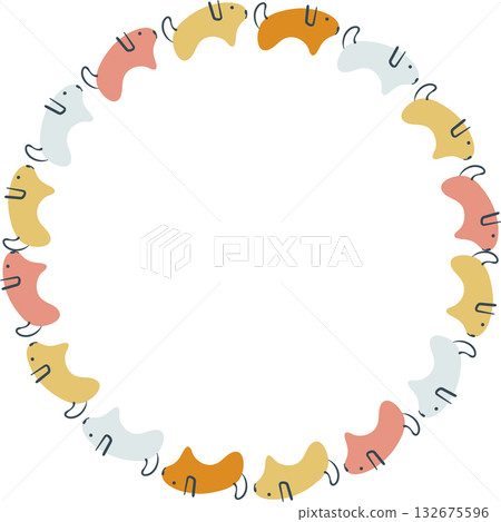 Frame of cute animal. Doodle dog on white background template. Baby shower design 132675596