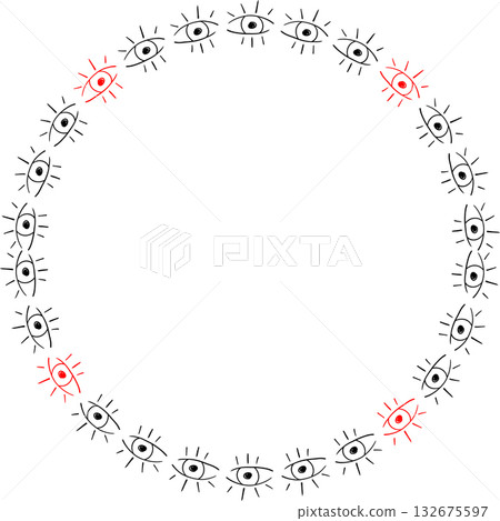 Colorful eyes frame. Vector celestial prediction eye template for your text. Eye of Providence Colorful eyes frame. Vector celestial prediction eye template for your text. Eye of Providence 132675597