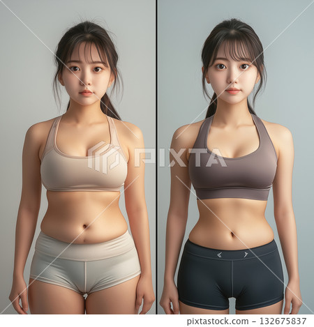 年輕女性節食前後的比較 132675837