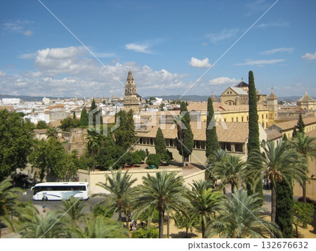 The Mezquita of Cordoba, standing amid the autumn sky and greenery The Mezquita of Cordoba, standing amid the autumn sky and greenery 132676632