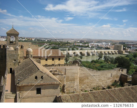 Alcazar of Cordoba with view of the Roman Bridge Alcazar of Cordoba with view of the Roman Bridge 132676633