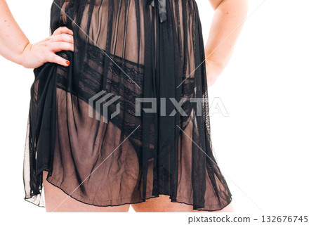 Woman plus size in lace lingerie babydoll Woman plus size in lace lingerie babydoll 132676745