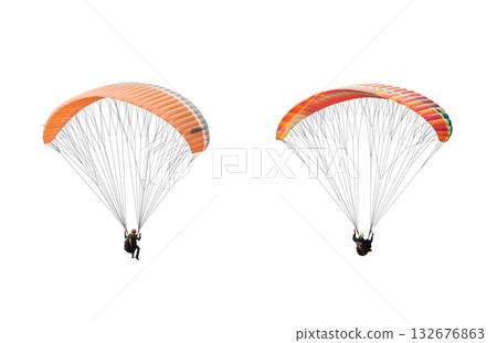 collection Bright colorful parachute on white background, isolated. Concept of extreme sport, taking adventure/ challenge. collection Bright colorful parachute on white background, isolated. Concept of extreme sport, taking adventure/ challenge. 132676863