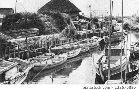1932年老照片,東京大森海灘上的海苔船 1932年老照片,東京大森海灘上的海苔船 132676880