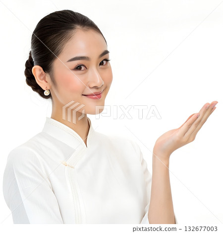 Asian Woman Presenting On White Asian Woman Presenting On White 132677003