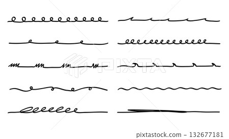 Marker scribble elements collection.Hand drawn strokes, underlines vector illustration Marker scribble elements collection.Hand drawn strokes, underlines vector illustration 132677181