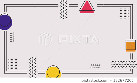 Modern Abstract Banner Background Memphis Style Geometric Frame Design.Vector Illustration 132677205