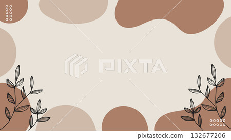 Minimalist Botanical Abstract Brown Background Earth Tone Organic Shapes.Vector Illustration 132677206
